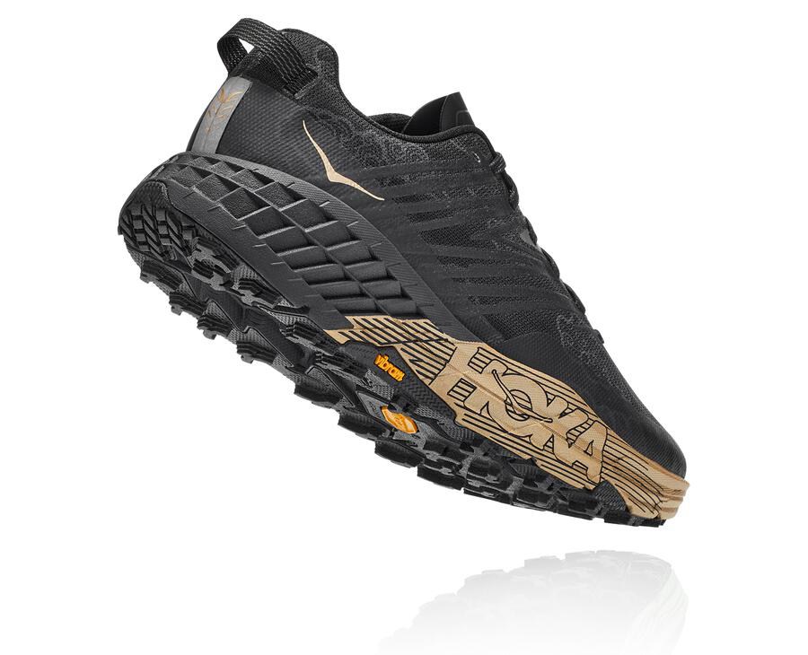 Trail Shoes Womens - Hoka One One Speedgoat 4 CNY - Black/Gold - HKFLINO-68